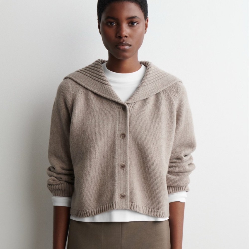 Vince Light Tan Merino Wool Blend Cardigan